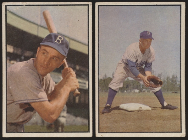 1953 Bowman Baseball Color- 2 Diff Brooklyn Dodgers Hi#s