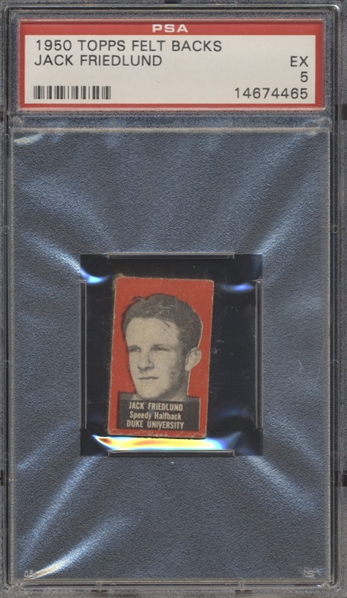 1950 Topps Football Felt Back- Jack Friedland, Duke- PSA Ex 5- Red Color