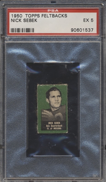1950 Topps Football Felt Back- John Sebek, Indiana- PSA Ex 5- Green Color