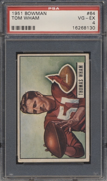 1951 Bowman Football- #64 Tom Wham, Cardinals- PSA Vg-Ex 4