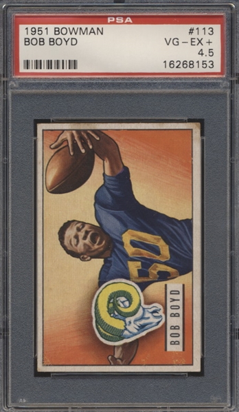 1951 Bowman Football- #113 Bob Boyd, Rams- PSA Vg-Ex + 4.5
