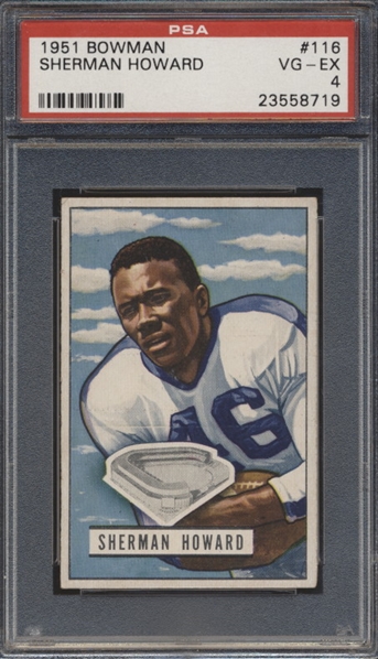 1951 Bowman Football- #116 Sherman Howard, New York Yankees- PSA Vg-Ex 4 