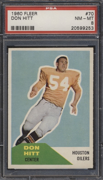 1960 Fleer Football- #70 Don Hitt, Houston Oilers- PSA Nm-Mt 8