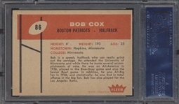 1960 Fleer Football- #86 Bob Cox, Boston Patriots- PSA Ex-Mt 6