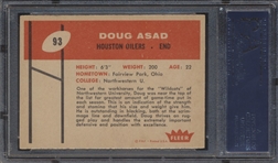 1960 Fleer Football- #93 Doug Asad, Oilers- PSA Nm-Mt 8
