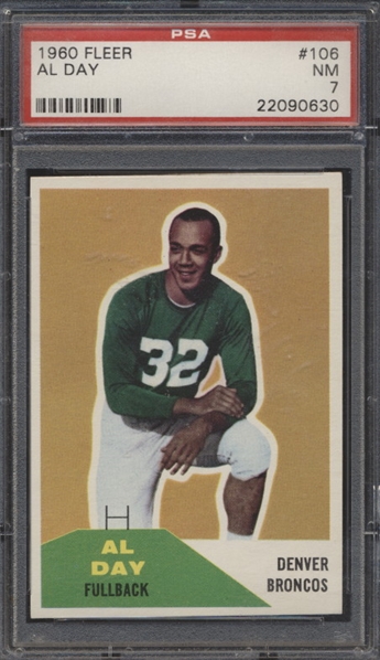 1960 Fleer Football- #106 Al Day, Denver Broncos- PSA NM 7