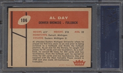 1960 Fleer Football- #106 Al Day, Denver Broncos- PSA NM 7