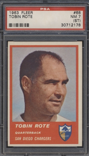 1963 Fleer Football- #68 Tobin Rote, San Diego Chargers- PSA NM 7 (ST)